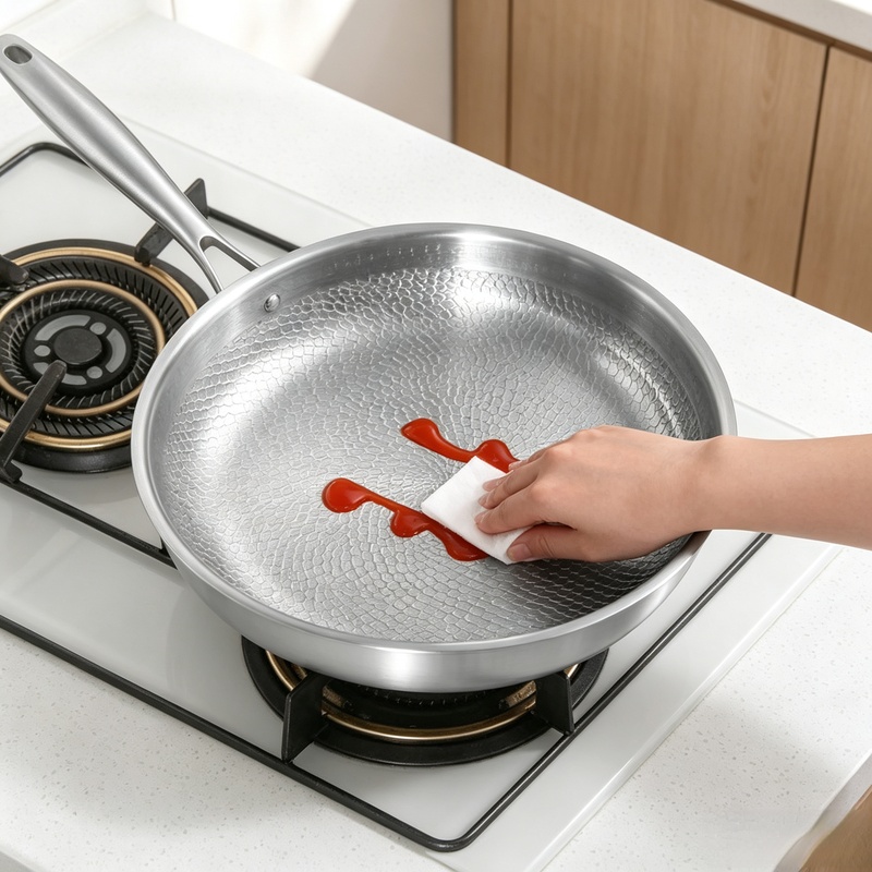 Home Cooking Cookbook - กระทะทอดไทเทเนียมบริสุทธิ์ ขนาด 26/28/30 ซม. ไม่เคลือบผิว ลายค้อนเกล็ดปลา