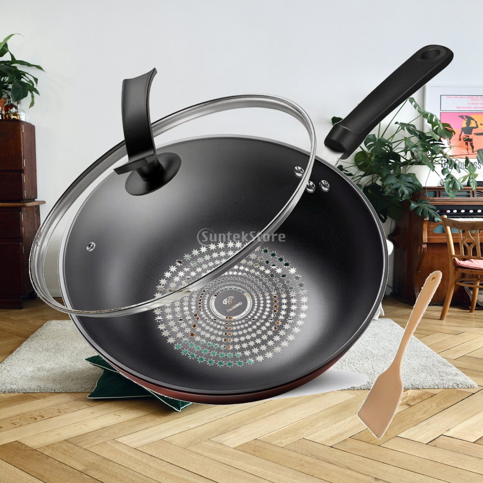 Home Cooking Gas - กระทะเคลือบกันติดสำหรับเตาแก๊ส อุปกรณ์ทำอาหารพร้อมด้ามจับที่มั่นคงสำหรับนักทำอาหารที่บ้าน