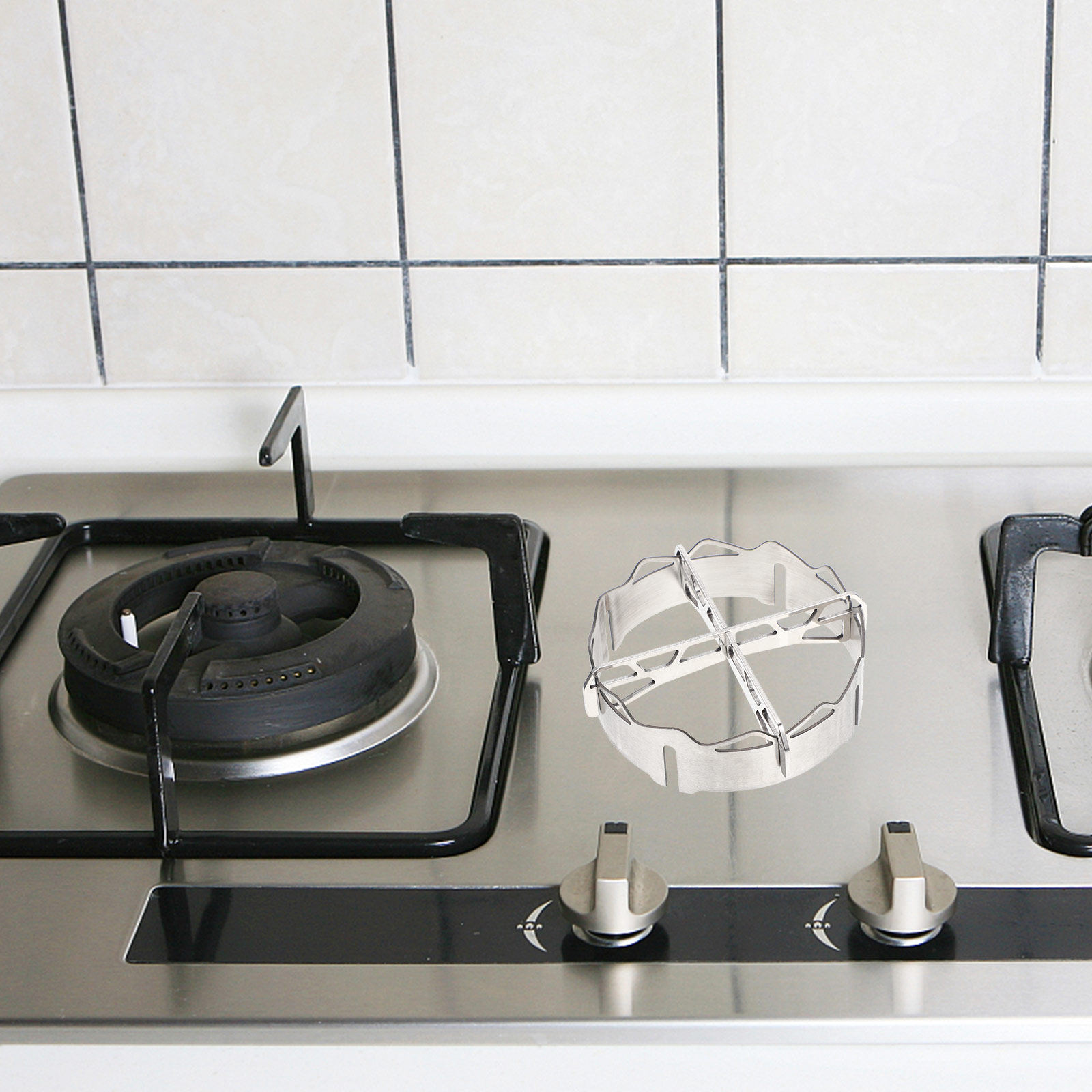 Home Cooking Gas - แผ่นกันลมเตาแก๊สสแตนเลส ประหยัดพลังงาน สำหรับหม้อแก๊สในครัว ที่ยึดวงแหวนกันลมเตาแก๊ส อุปกรณ์ทำอาหาร