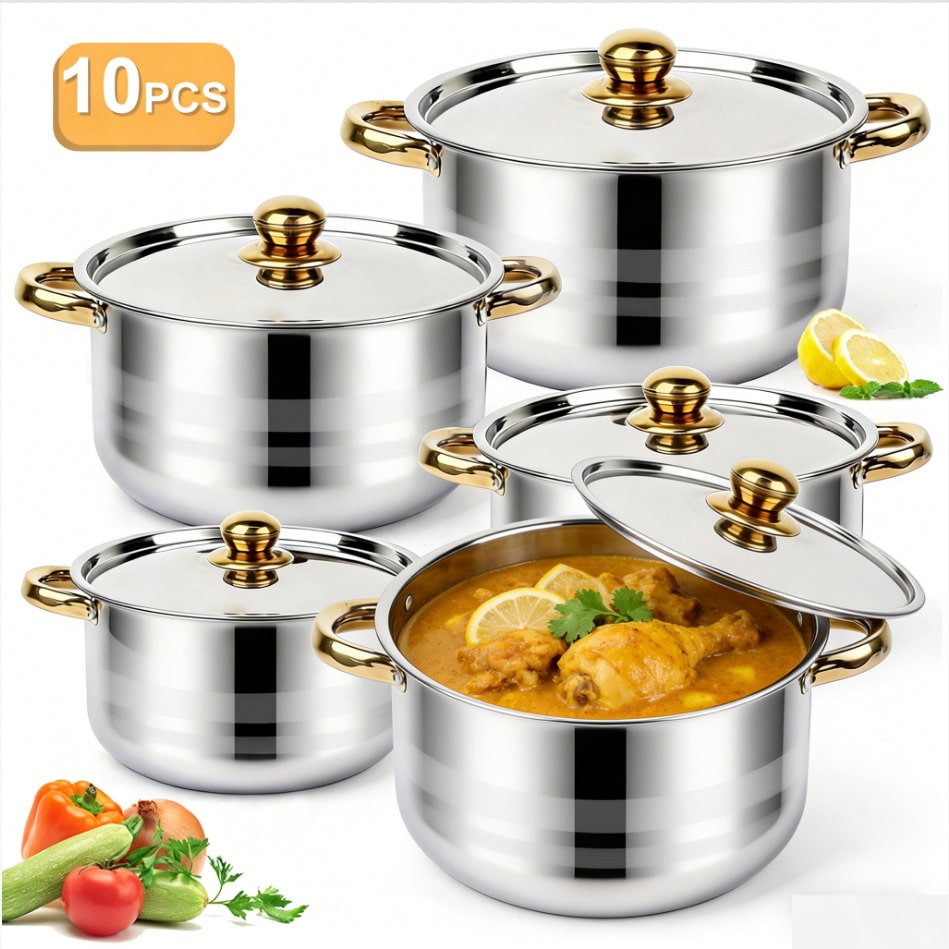ชุดหม้อสแตนเลสสตีล ชุดเครื่องค - Home Cooking Cookbook บทวิจารณ์และราคา